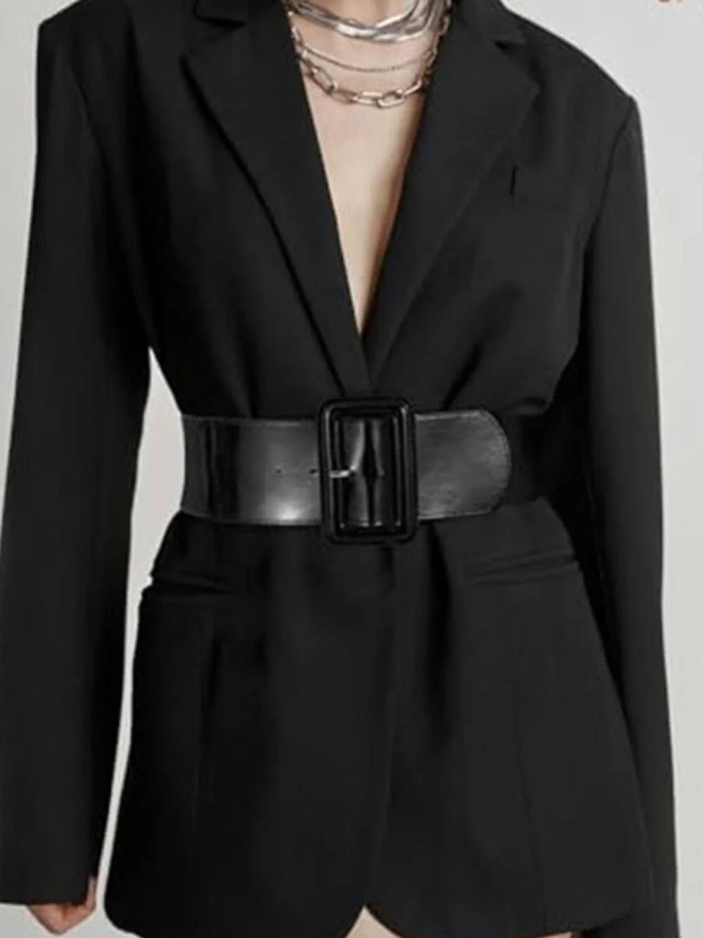 Women's Black Patent Leather Wide Stretchy Vintage Style Waist Belt